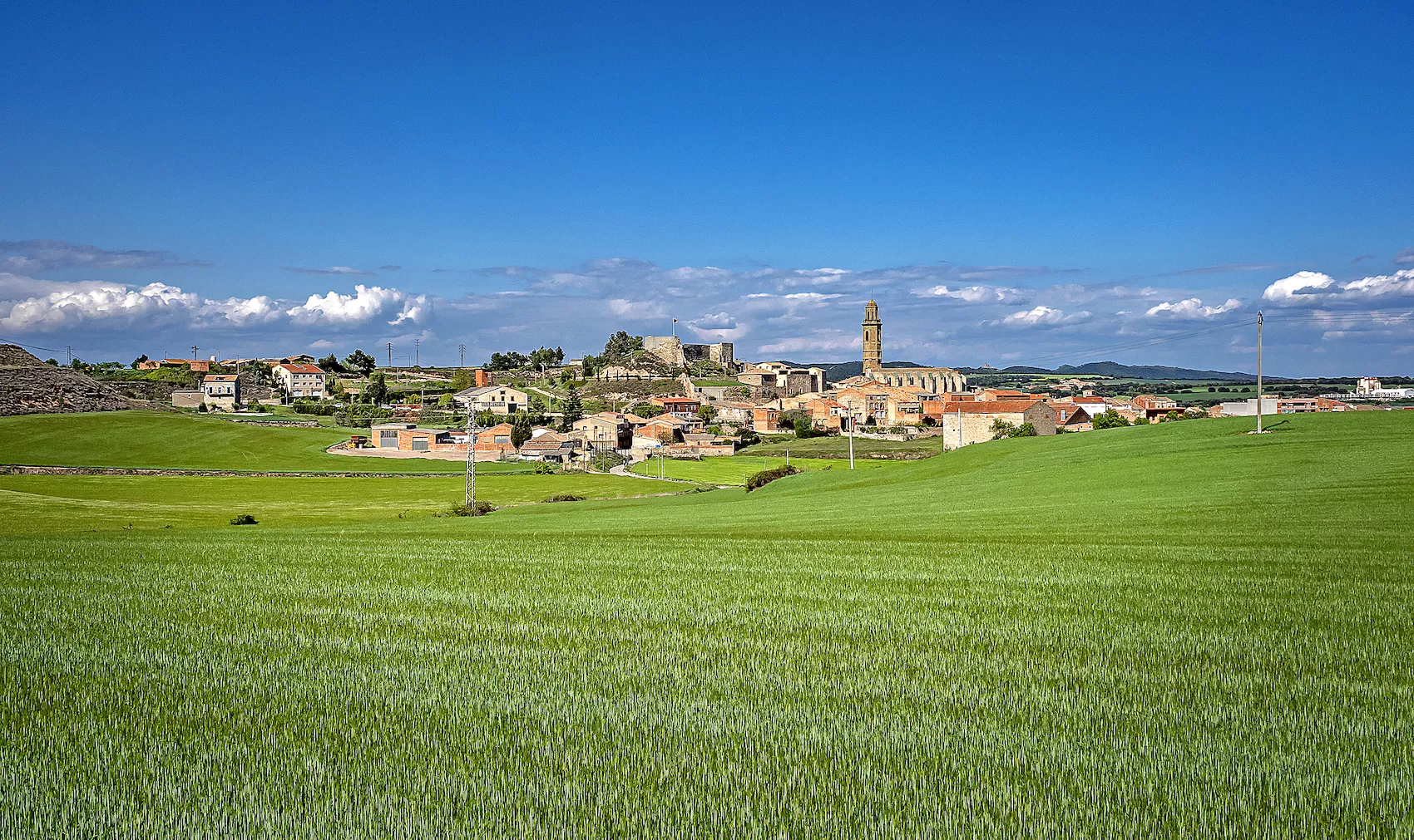 Una vista general de Calaf, amb el castell al mig