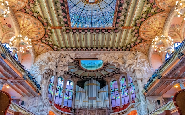 L'interior del Palau de la Música, obra de Lluís Domènech i Montaner