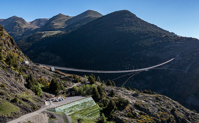 El pont tibetà de Canillo fa 600 metres de llarg