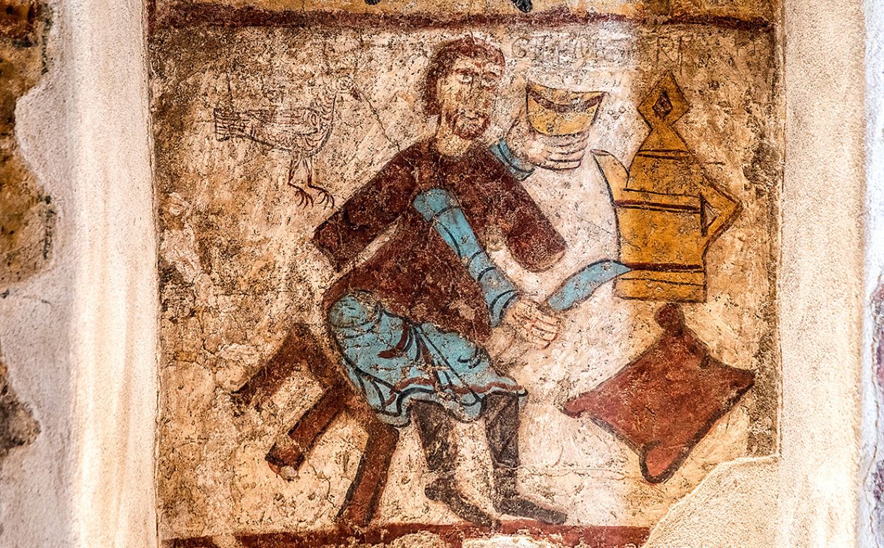 Fragment dels frescos de l'església de Sant Martí de la Cortinada