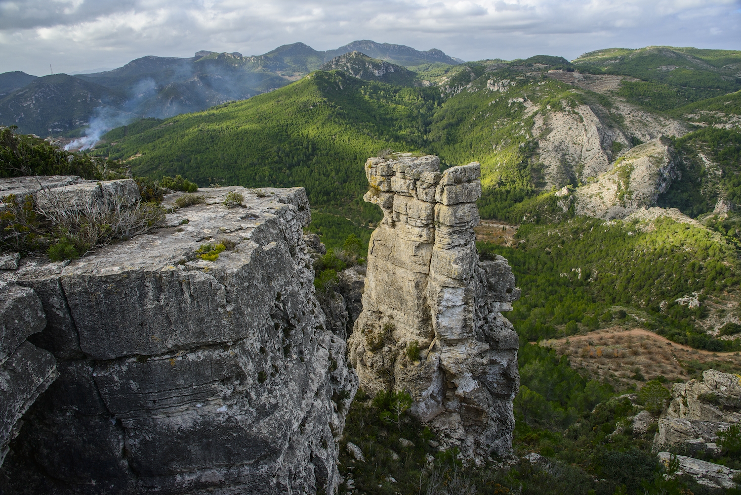 La geologia de la zona presenta sorpreses com aquestes agulles a la Mola de Remullà