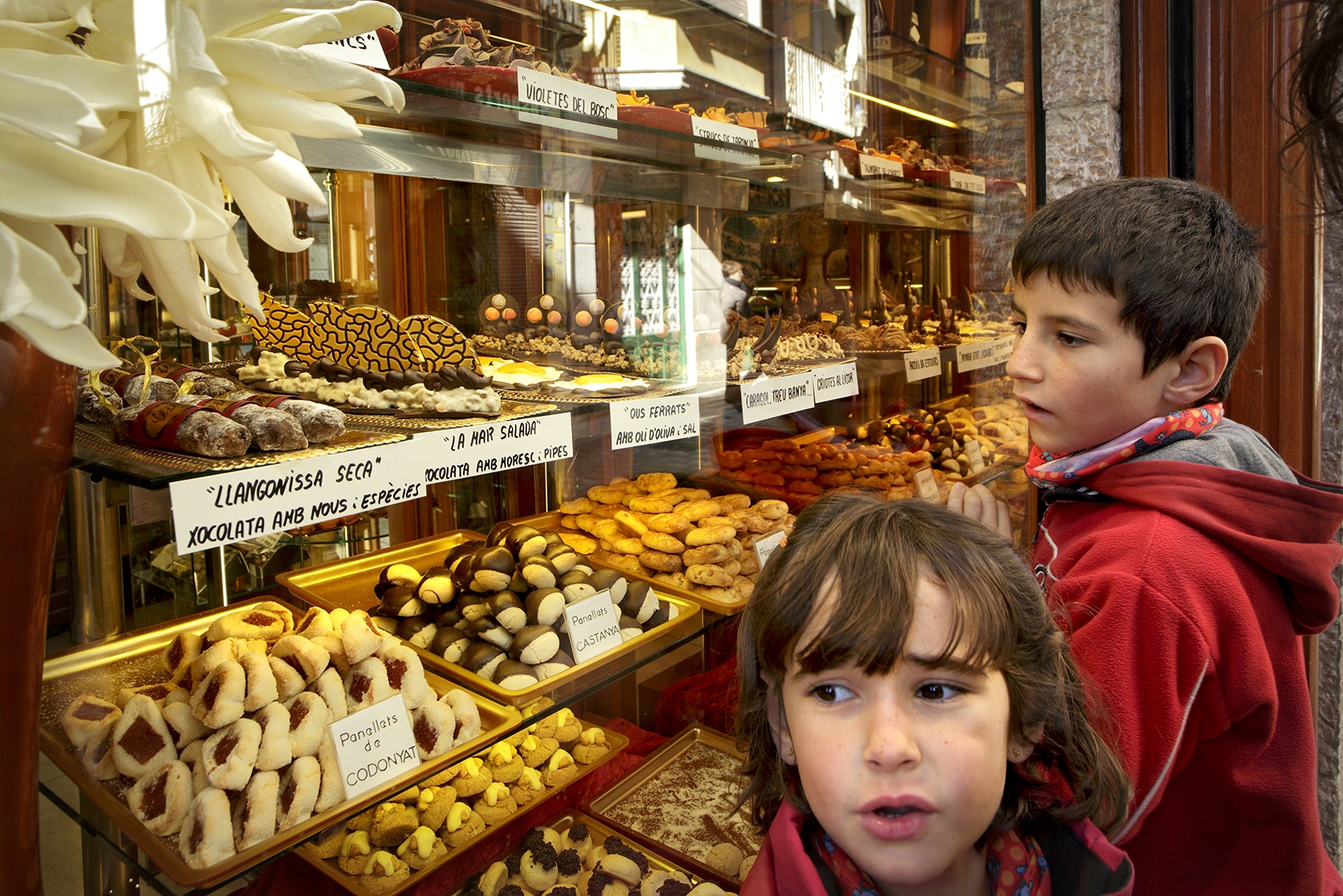 En unes muntanyes on hi ha mel, castanyes, fruites que acaben en pots de confitura i una llarga tradició pastissera no és difícil trobar aparadors llaminers.