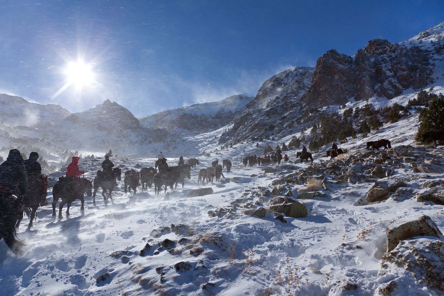 Ascendint per la coma de l’Orri, les ratxes de vent assoten els participants